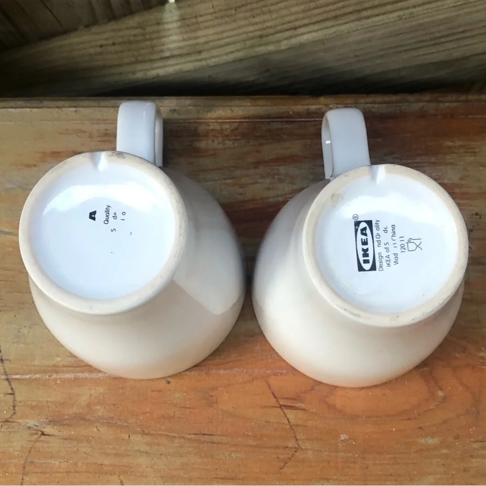 Set of 2 IKEA Dinera Coffee Mugs Tea Cups White Size 12oz
